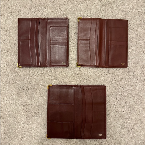Bundle of Cartier Checkbook wallets in burgundy leather - Picture 3 of 6